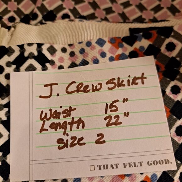 Vintage J.Crew Geometric Print Boho Pencil Skirt Business/Career Core Size 2/XS - Picture 7 of 12